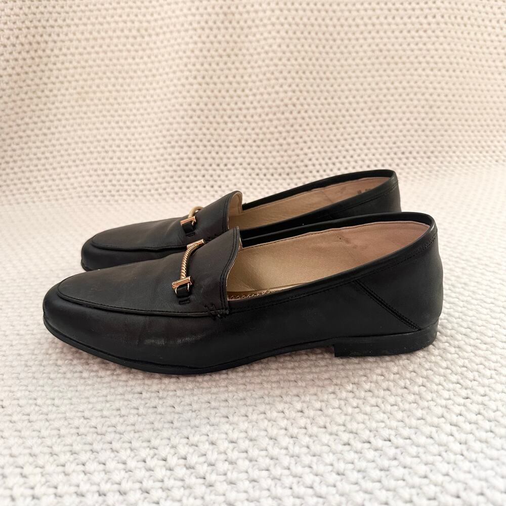Sam Edelman Lior Black Leather Horsebit Chain Sleek Menswear Loafer Flat Shoe 7 - Picture 3 of 7